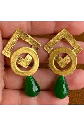 Yeşim Taşlı Yeşil Küpe/jade Green Earring ZJE0279