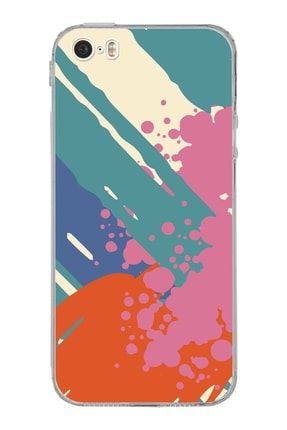 Apple Iphone 5s Uyumlu Kamera Korumalı Tıpalı Kapak Color-1 Tasarımlı Şeffaf Kılıf prt_kk_ip_5S_028color1