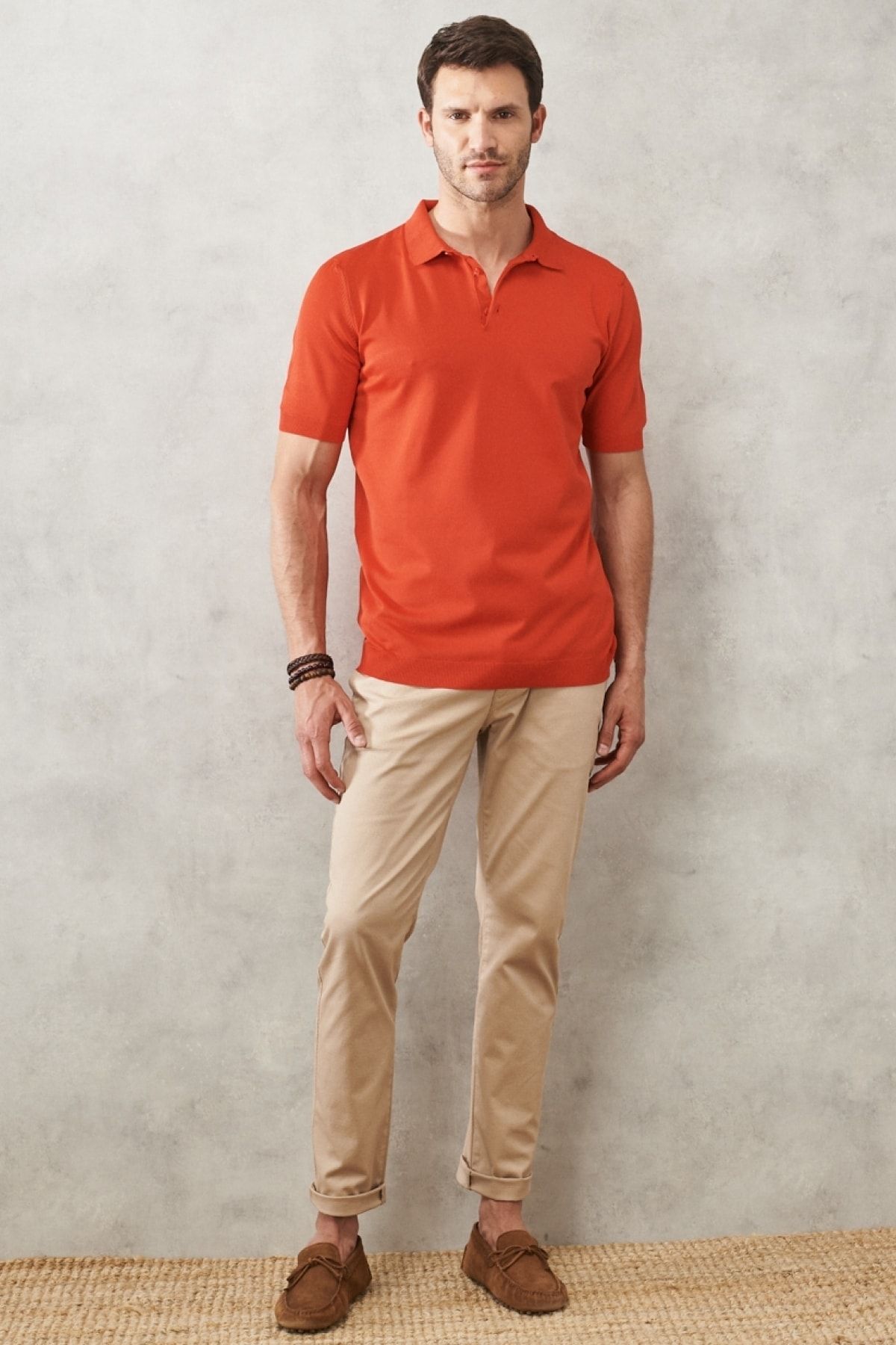 Red polo shirt and shop khaki pants