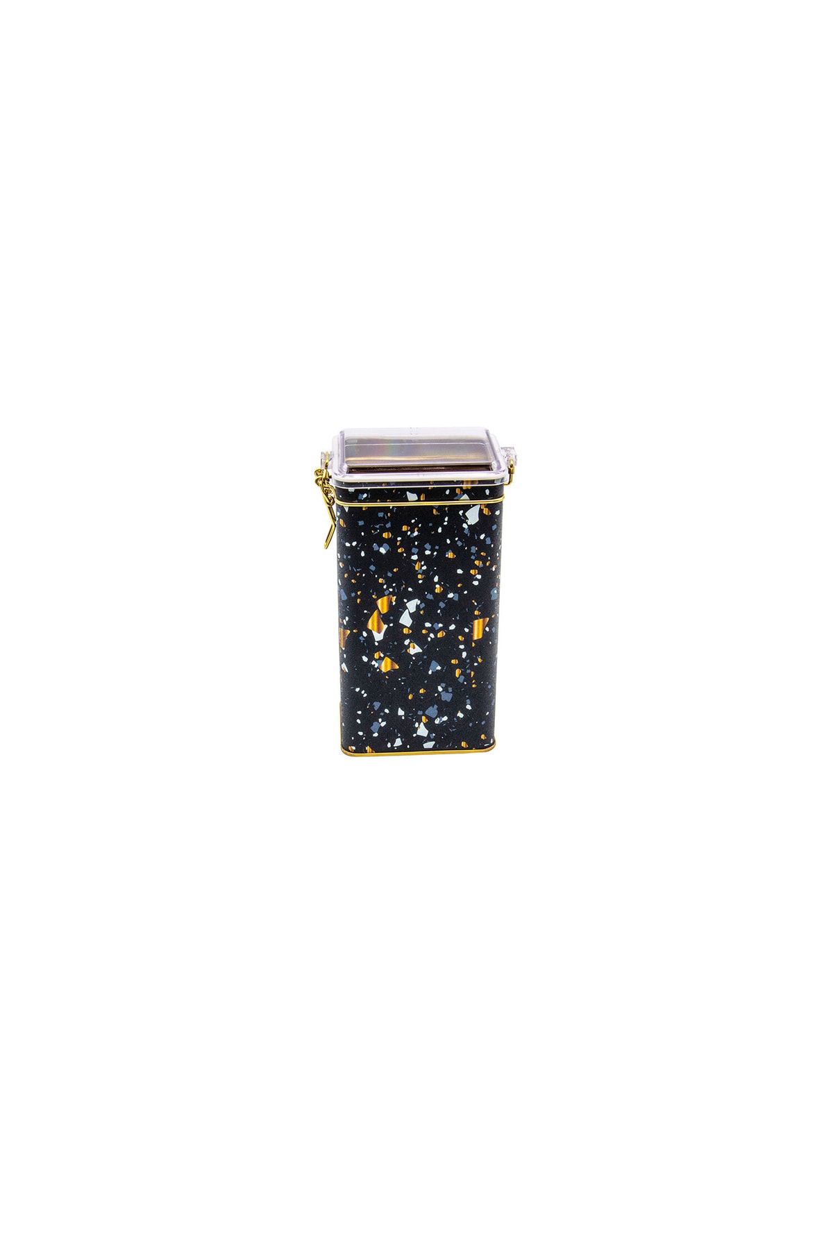 EVLE-Er053-1h Terrazzo Black Patterned Rectangular Metal Storage Container 8x10 Cm 2