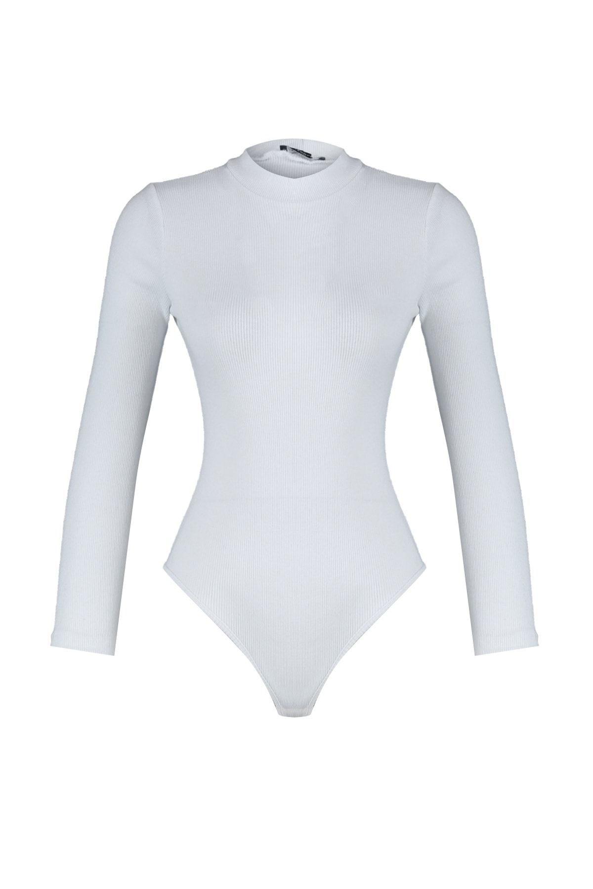 Trendyol Collection-Flexibler, gerippter Body mit Stehkragen – Weiß, körperbetont, mit Druckknöpfen an der Unterseite TWOAW20BD0011 6