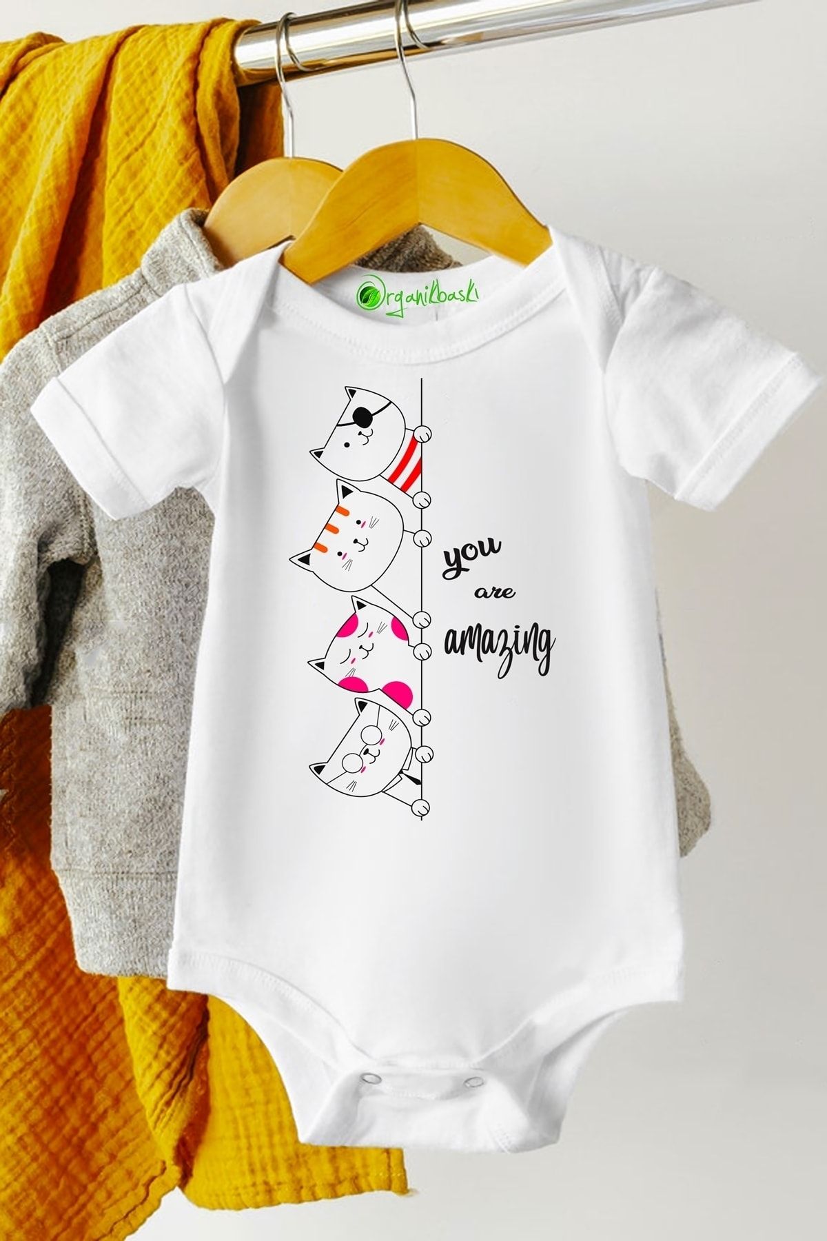 Baby&Baby-بدلة أطفال للجنسين من You Are Amazing Cat مصنوعة من القطن العضوي بنسبة 100% 1