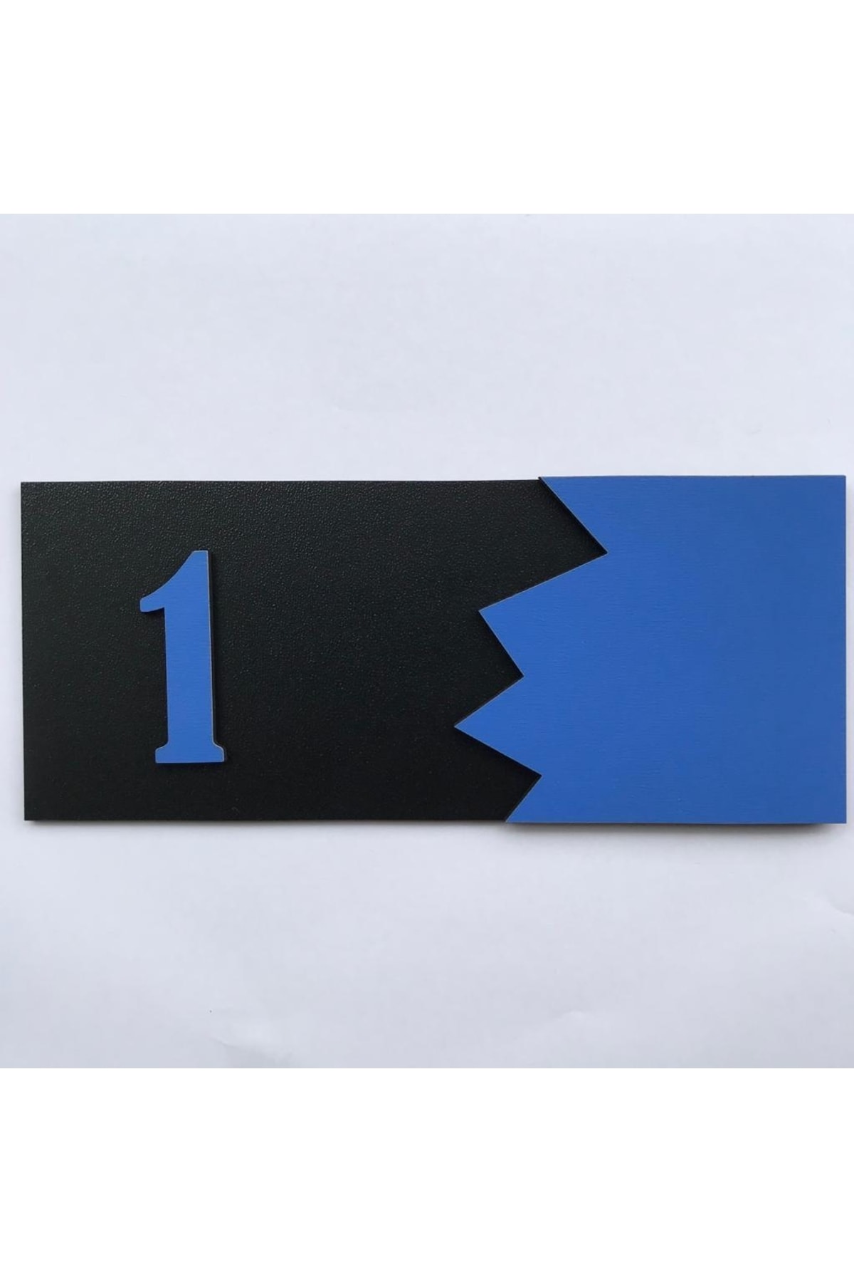 Dekoratif Ahşap Kapı Numarası Siyah-mavi