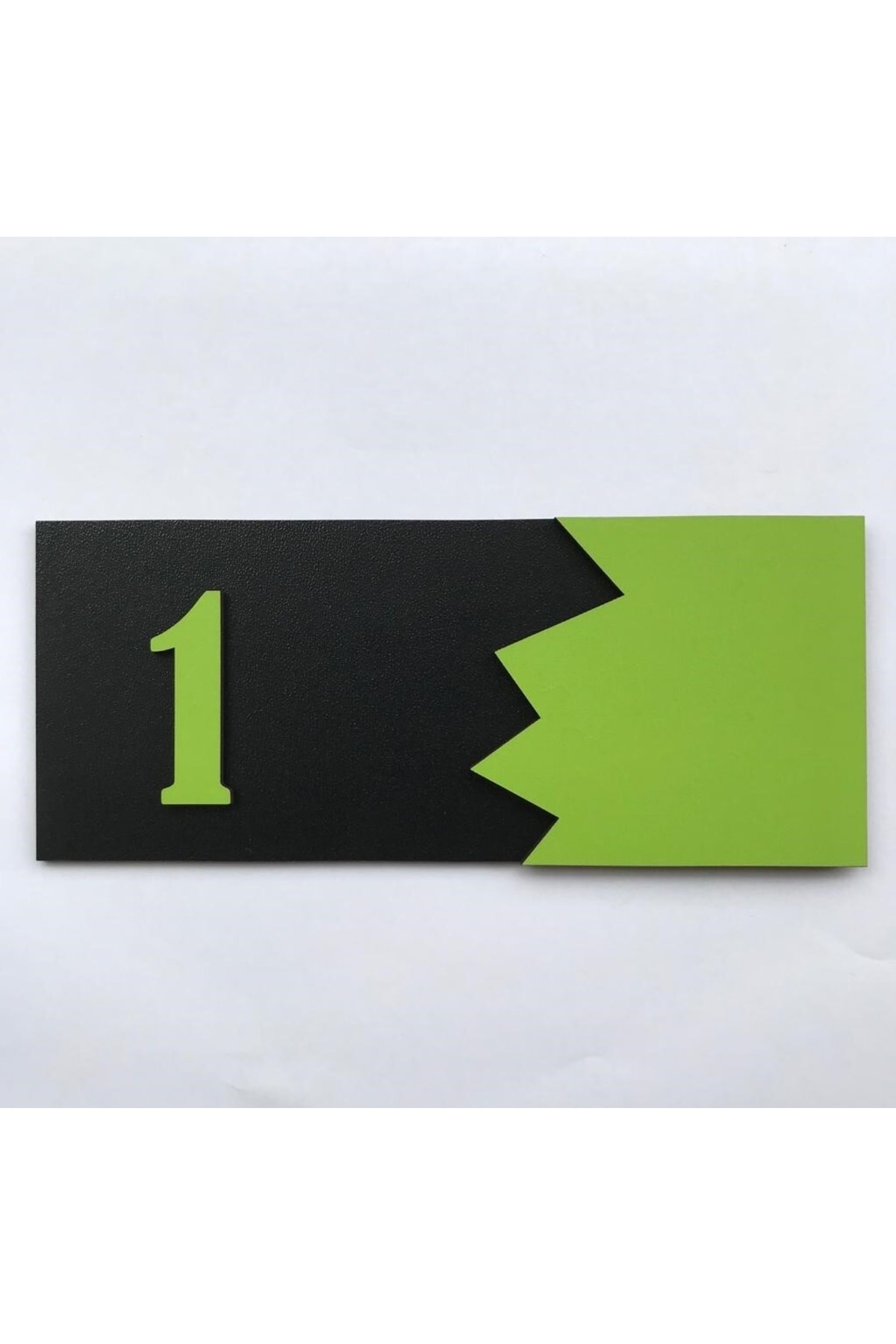 Dekoratif Ahşap Kapı Numarası Siyah-yeşil