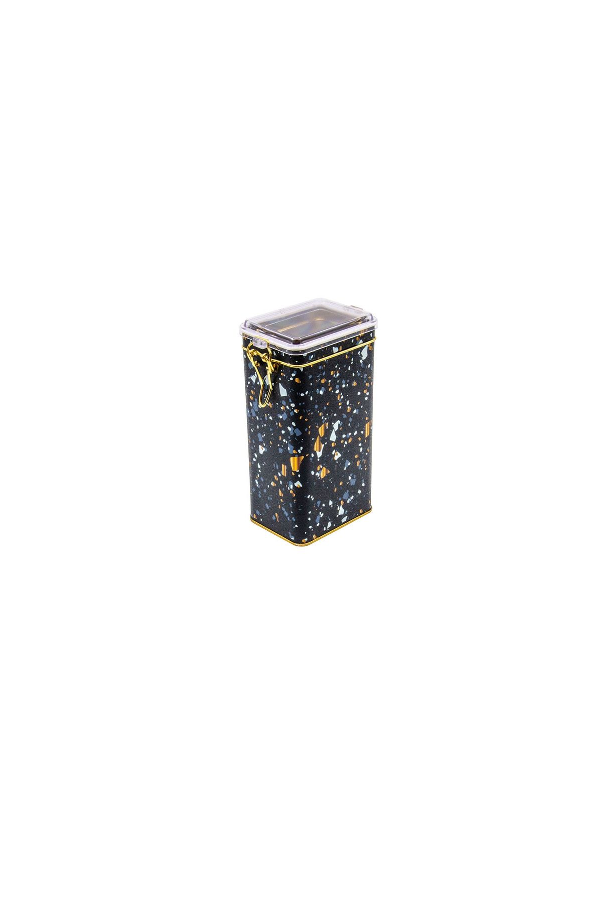 EVLE-Er053-1h Terrazzo Black Patterned Rectangular Metal Storage Container 8x10 Cm 3