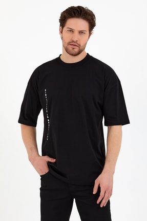 Erkek Oversize Basic T-shirt - Siyah TSOTSR0002