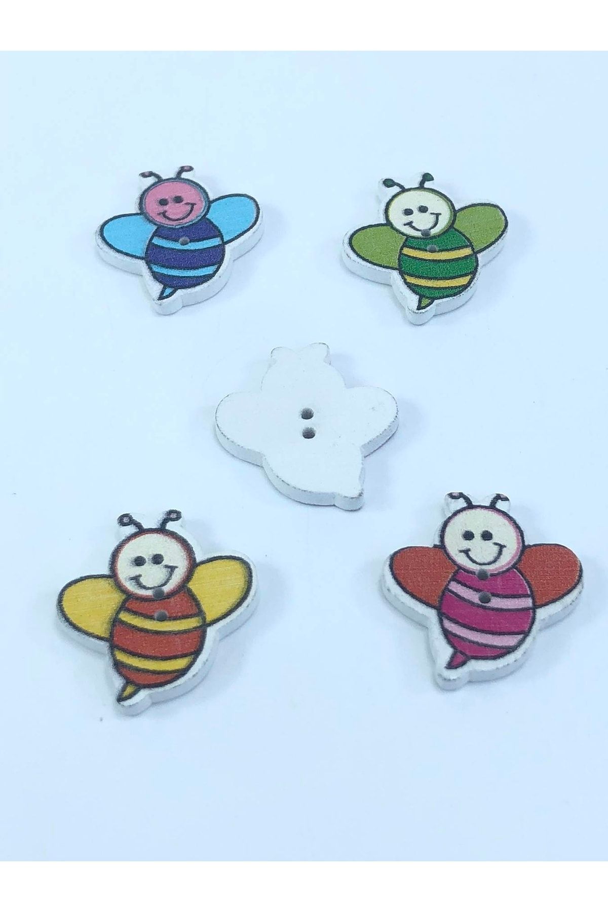 Hobigram-Bee Patterned Colorful Button – Special Design, Accessory, Quality Production, Eye-Catching Style 1