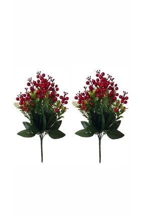 Dekoratif Yapay Çiçek Kokina Demeti 2 Demet Yapay Bitki Kırmızı Kokina 14 Dallı 14 Kafalı KOK-1002