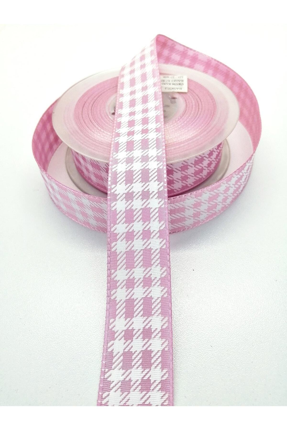 Hobigram-Panglică din tafta imprimată pătrată roz 2,5 cm 1 metru – Panglică, design elegant, accesoriu pentru femei – Panglică 7