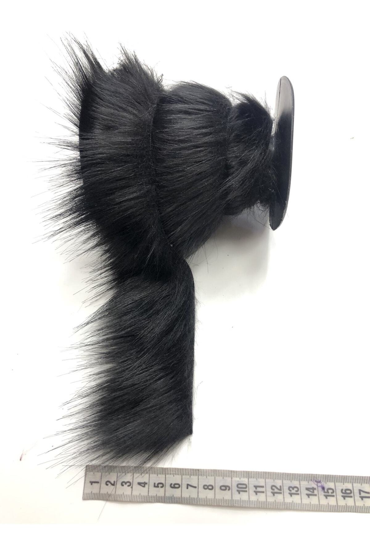 Black Artificial Fur Bio Ribbon 8 Cm – Decorative Ribbon, Stylish Design, Women's Accessory – Decorative Ribbon