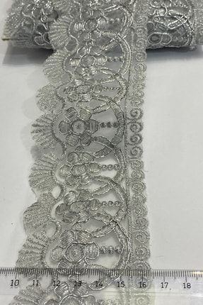Gümüş Simli Kenar Çiçek Desenli Dantel Güpür DAN-548
