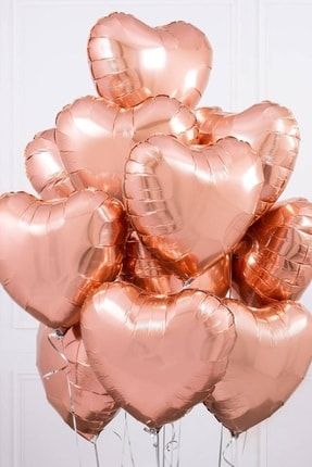 5 Adet Rose Gold Folyo Kalpli Uçan Kalp Balon Romantik Evlilik Teklifi kalpbalon1414121