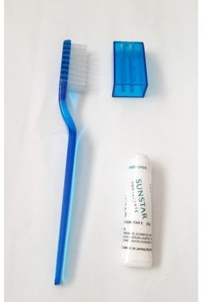 Kapaklı Cep Boy Seyahat Diş Fırçası Ve Diş Macunu - Mavi M-DFM