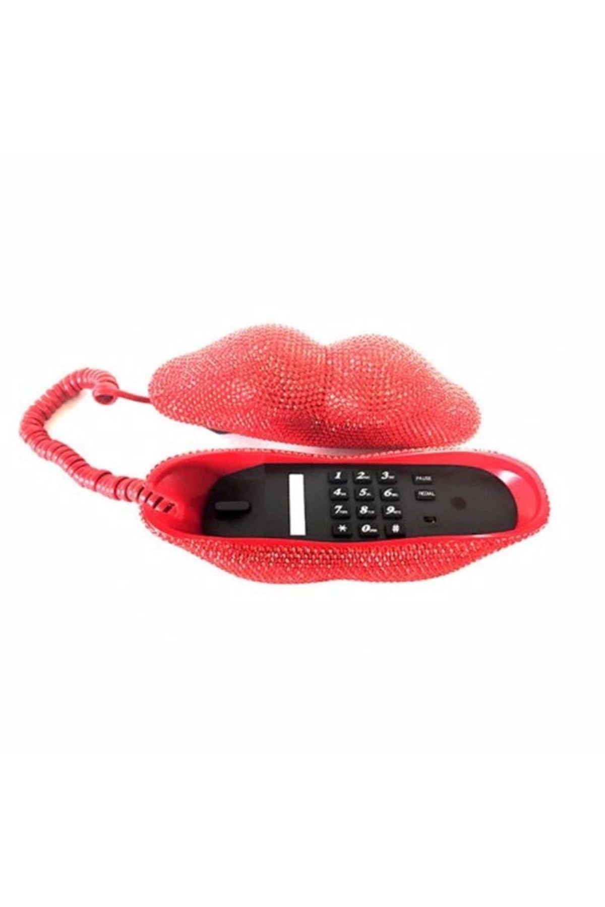 Taşlı Dudak Şeklinde Telefon Ofis Telefonu Dekoratif Telefon 3