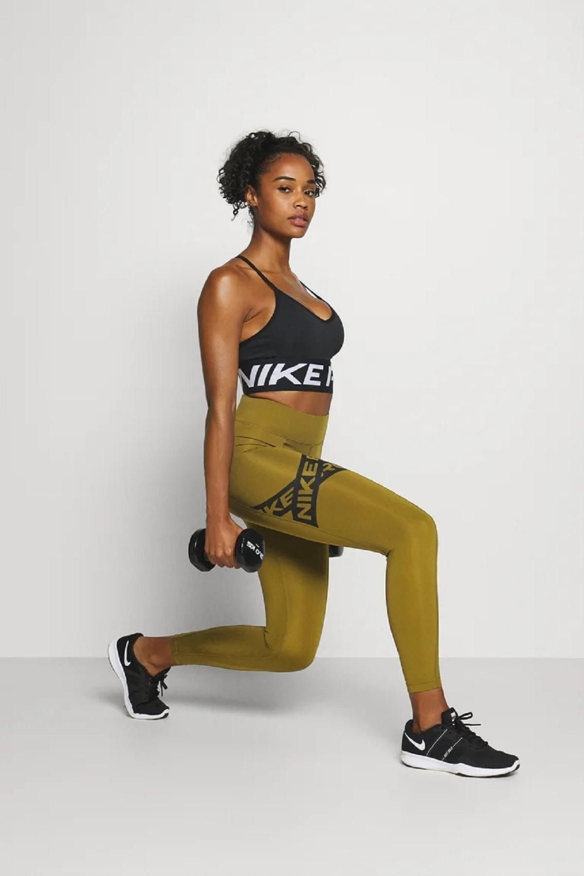 Nike Pro Tight Fit 7/8 Graphic Leggings Green Leggings - Trendyol
