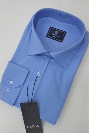 Cemsa Mavi Slim Fit Gömlek 202032200003-40
