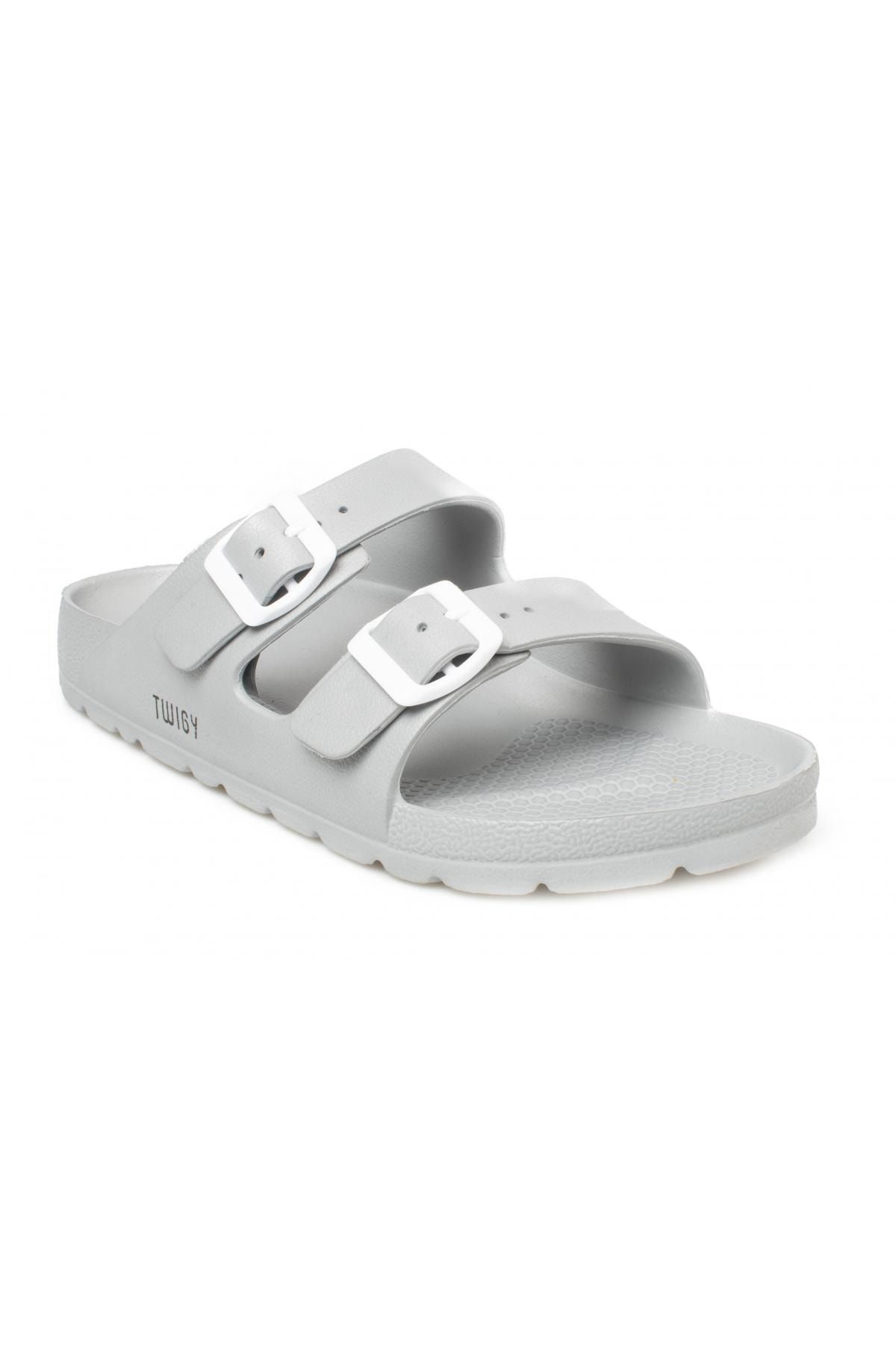 Twigy M1017 DOUBLE BAND GRAY WOMAN SLIPPERS
