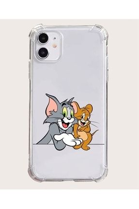 Iphone 11 Tom Ve Jerry Desenli Darbe Emici Şeffaf Silikonlu Luxury Olex Şeffaf Kılıf EAİPH5TOMVEJERRY012