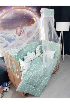 60x120 Bebek Uyku Seti Cibinlikli Yıldız Desen 11 Parça (beşik Dahil Değildir) TAN10052