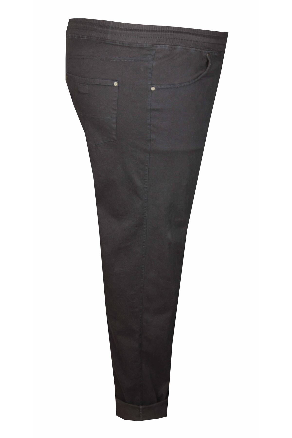 FaLa Jeans Büyük Beden Lastikli Keten Pantolon 97176 Lacivert görsel 2