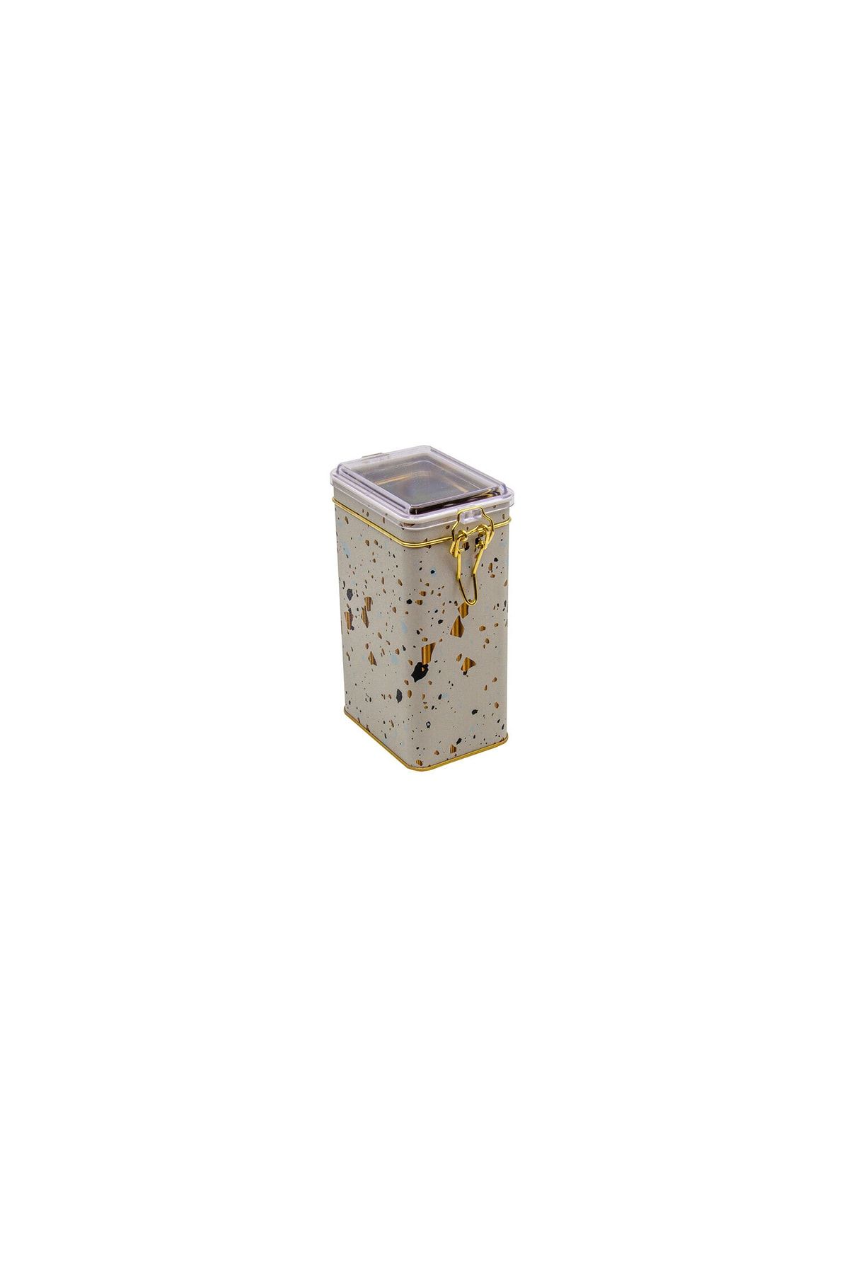 EVLE-Er048-9g Terrazzo Cream Patterned Rectangular Metal Storage Container 8x10 Cm 3