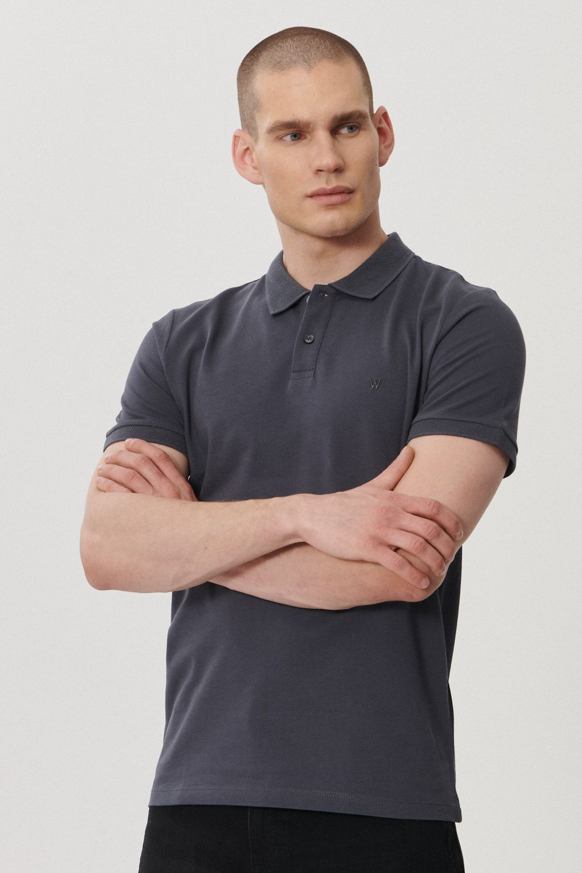 تی شرت یقه پولو خاکستری مردانه به طور منظم مناسب برش طبیعی چوگان 100 ٪ پنبه T shirt Wrangler
