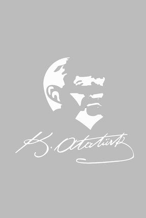 Mustafa Kemal Atatürk Silüet Sticker 17x17cm Beyaz Renk 0409210078
