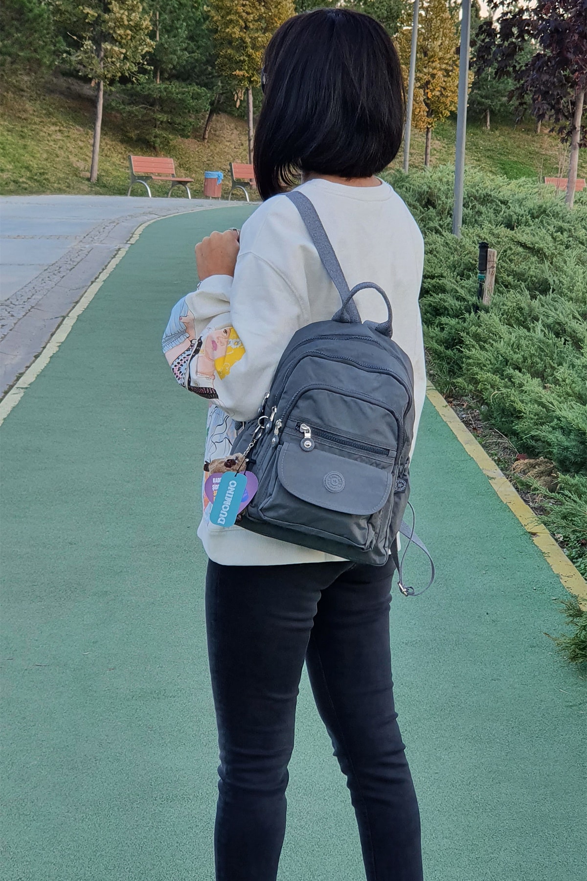 کوله پشتی زنانه خاکستری FCSTORE | megasırt اورجینال - تصویر 4