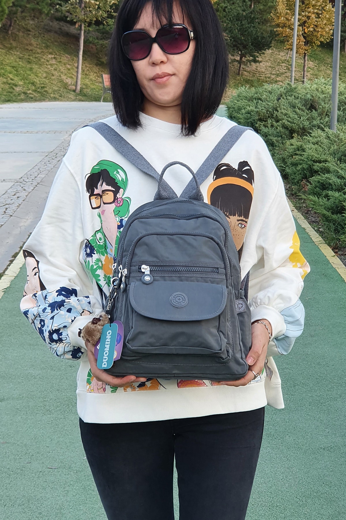 کوله پشتی زنانه خاکستری FCSTORE | megasırt اورجینال - تصویر 8