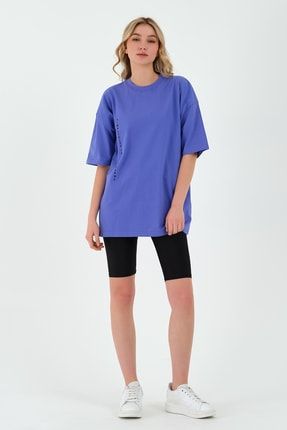Kadın Oversize Basic T-shirt - Very Peri TSOTVPR013