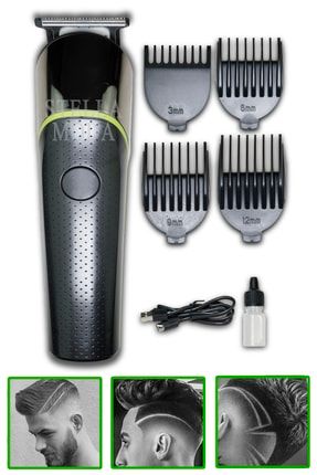 Fonksiyonel Saç Sakal Tıraş Makinesi Ense Favori Vücut Traşı Kablosuz Şarjlı Erkek Bakım Cihazı V-19 STELLA250