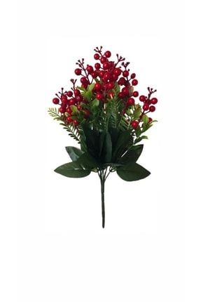 Dekoratif Yapay Çiçek Kokina Demeti Yapay Bitki Kırmızı Kokina 7 Dallı 7 Kafalı J-K743