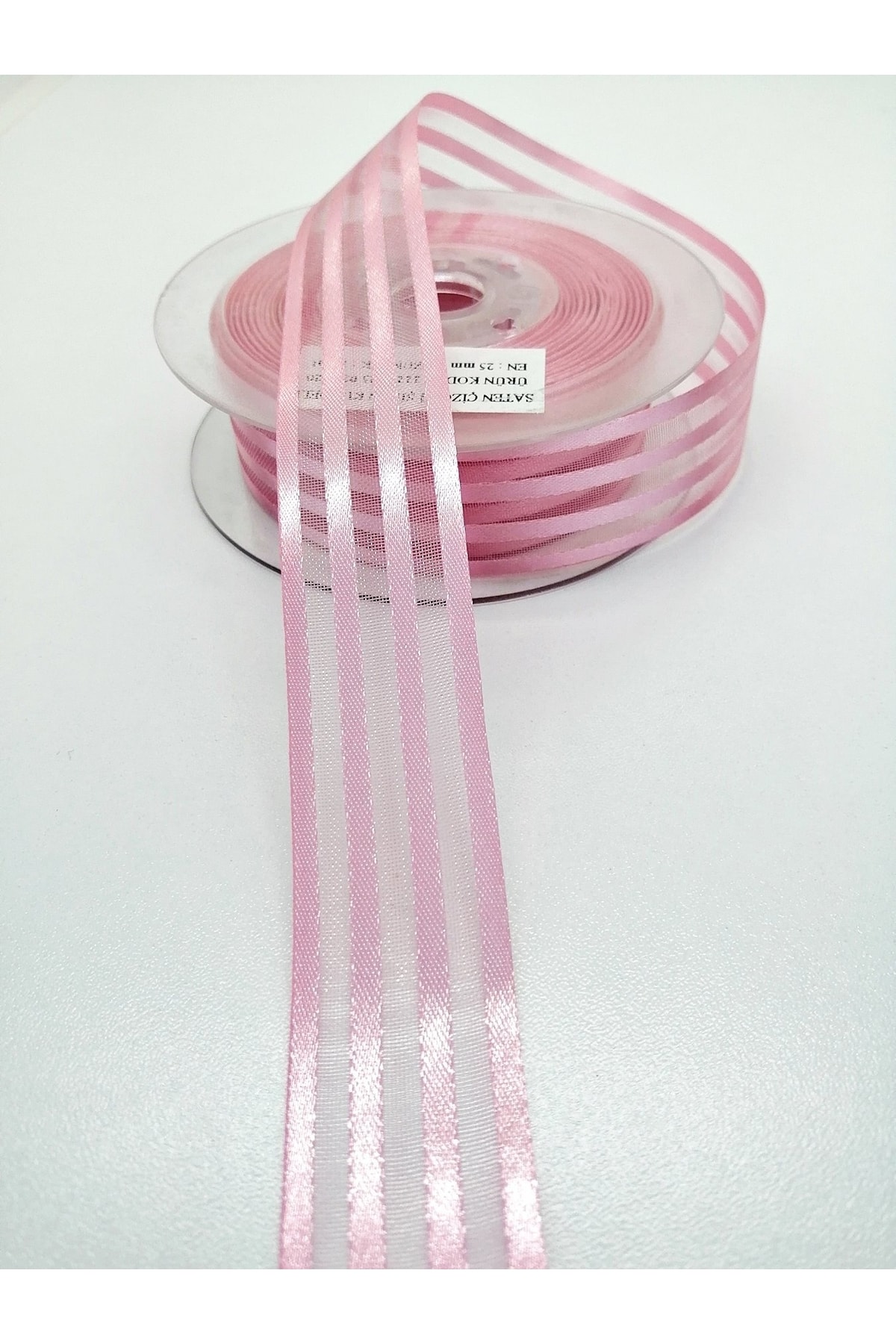 Dark Pink Satin Striped Chiffon Ribbon 2.5 Cm 2 Meters – Ribbon, Stylish Design, Women's Accessory – Install