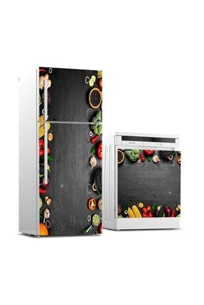 Buzdolabı Ve Bulaşık Makinası Beyaz Eşya Sticker Kaplama Organik Gıda Sebzeler BB-TK-405