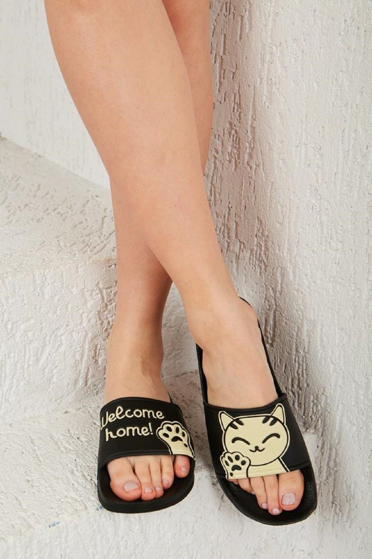 Cat print slippers sales