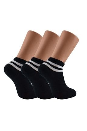 12 Çift Siyah %100 Pamuk Çemberli Erkek Patik Çorap Ekonomik Toptan Paket ESİNTİ13-SİYAH