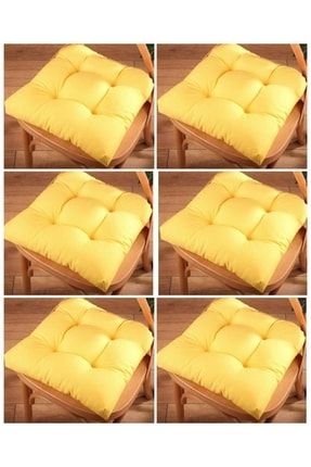 6'lı Lüx Pofidik Sandalye Minderi Özel Lüx Dikişli 40x40cm Sarı 4500-6lılüx