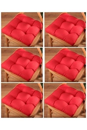 6'lı Lüx Pofidik Sandalye Minderi Özel Lüx Dikişli 40x40cm Kırmızı 4500-6lılüx