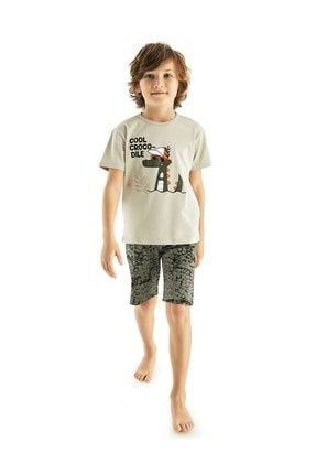 Crocodile Baskılı Erkek Çocuk Yazlık Pijama Takımı - 11557