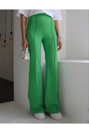 Extra Yüksel Bel Çimalı Ispanyol Pantolon Yeşil GPY0001