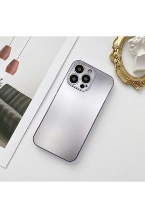 Iphone 13 Pro Max Uyumlu Metalic Renk Kamera Korumalı Silikon Kılıf Gri mtlc13m