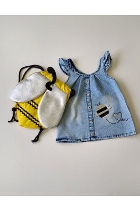 Kız Bebek Jile Elbise Çantalı Kombin Takım (6-9)ay (9-12) (12-18)ay (18-24) Ay SS16BMC2022EM