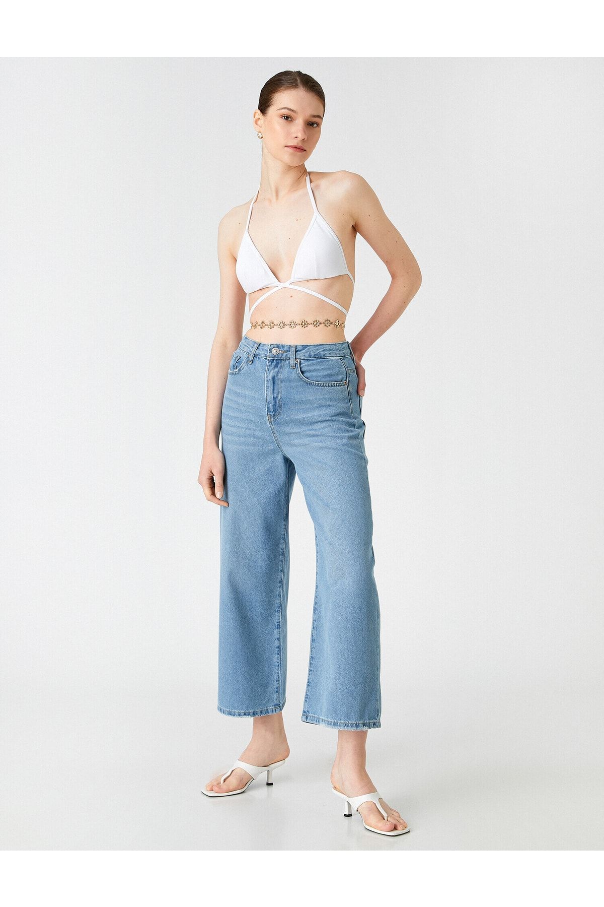 Koton Jeans Dunkelblau Wide Leg Fast ausverkauft