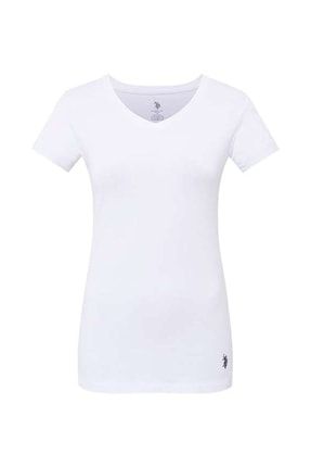 Kadın Kısa Kol V Yaka Basic T-shirt USPA6YY60KK0BT4