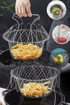 Pratik Chef Basket Çok Fonksiyonlu Süzgeç Kızartma Teli Ve Haşlama Aparatı | Kızartma Aleti ChefBasket