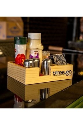 Restoran & Cafe & Barlara Özel Logolu Doğal Ahşap Dispenser Düzenleyici Model-1 Bitmeyen115484