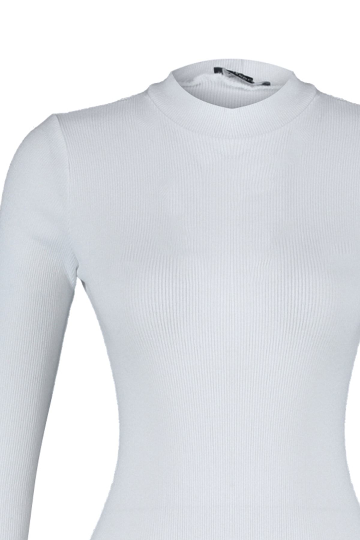 Trendyol Collection-Flexibler, gerippter Body mit Stehkragen – Weiß, körperbetont, mit Druckknöpfen an der Unterseite TWOAW20BD0011 7