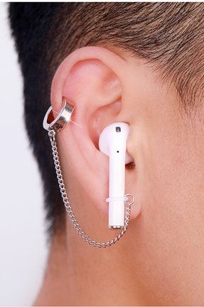 Kulaklık Zinciri Sıkıştırmalı Küpe Deliksiz Kulaklar Için Gümüş Renk sry201801