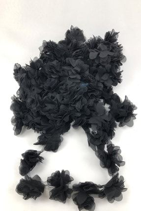 Siyah Tül Çiçek Lazer Kesim LKT-1076