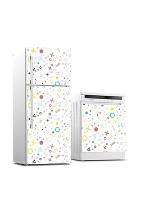 Buzdolabı Ve Bulaşık Makinası Beyaz Eşya Sticker Kaplama Geometrik Şekiller BB-TK-372